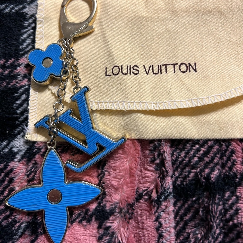 Louis Vuitton Blue and gold Charm Keychain